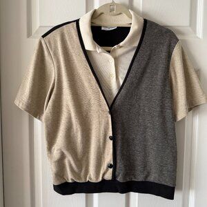 Alfred Dunner Colorblock Short Sleeve Sweater Top Size Medium